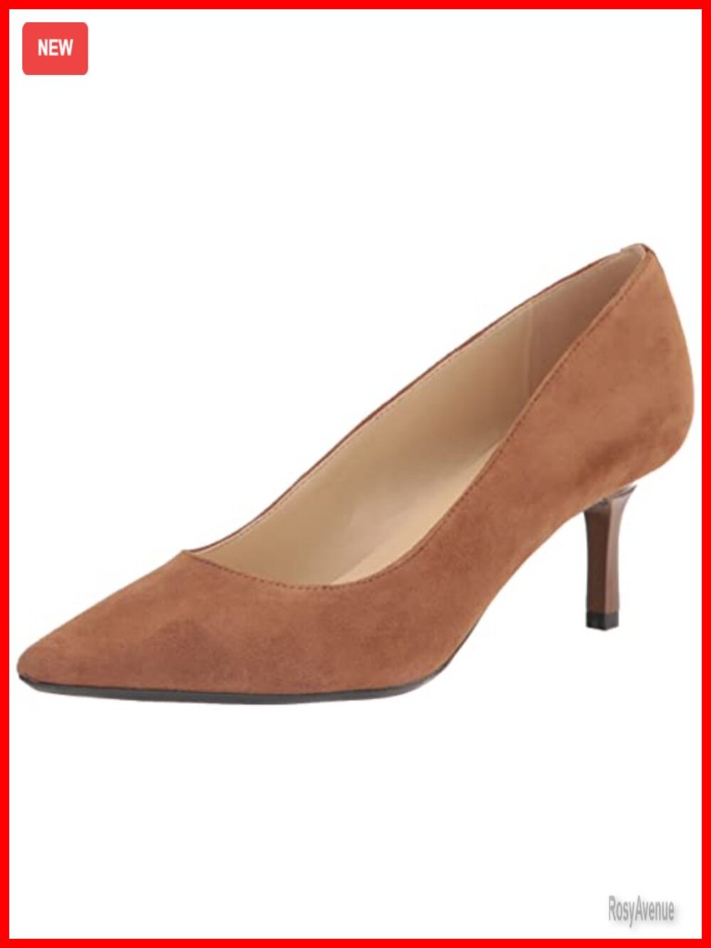 Faux Leather Kitten Heel Pointed Toe Pump Pull-On Cushioned Business Casual